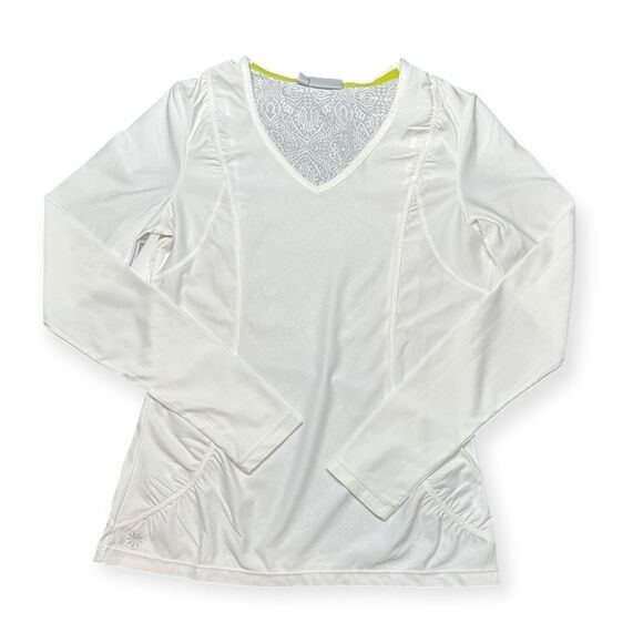 ATHLETA Women’s White Long Sleeve Lace-Back Performance Top Size Small - Picture 1 of 5